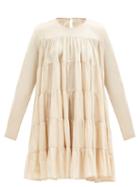 Matchesfashion.com Merlette - Soliman Tiered Cotton-voile Dress - Womens - Beige