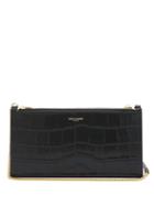 Matchesfashion.com Saint Laurent - Foiled-logo Crocodile-effect Leather Pouch - Womens - Black