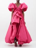 Aje - Manifestation Puffed Asymmetric Gown - Womens - Dark Pink