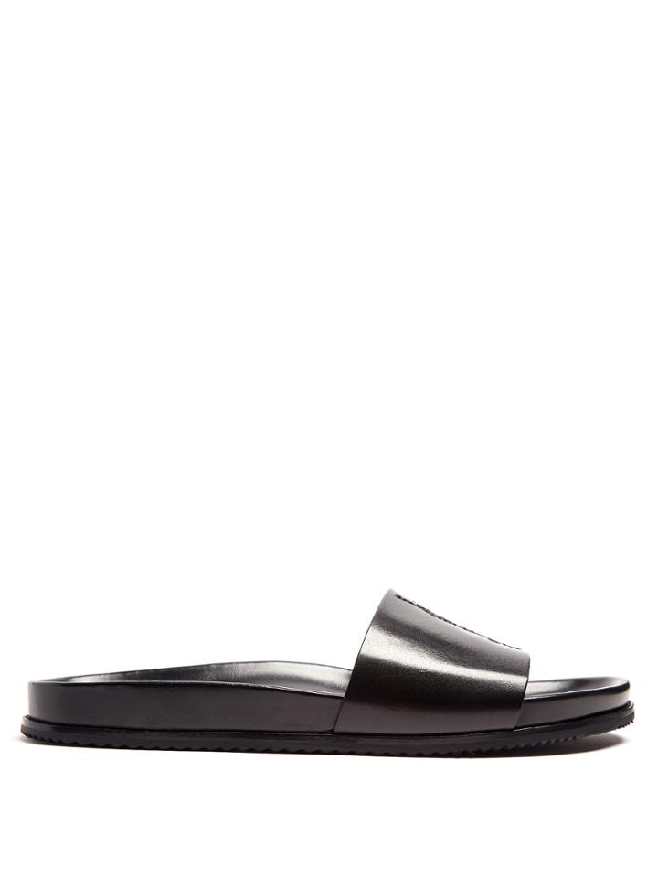 Saint Laurent Monogram Leather Slides
