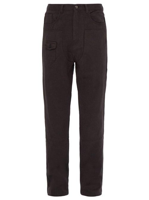Matchesfashion.com Phipps - Panelled Hemp Blend Twill Trousers - Mens - Dark Brown