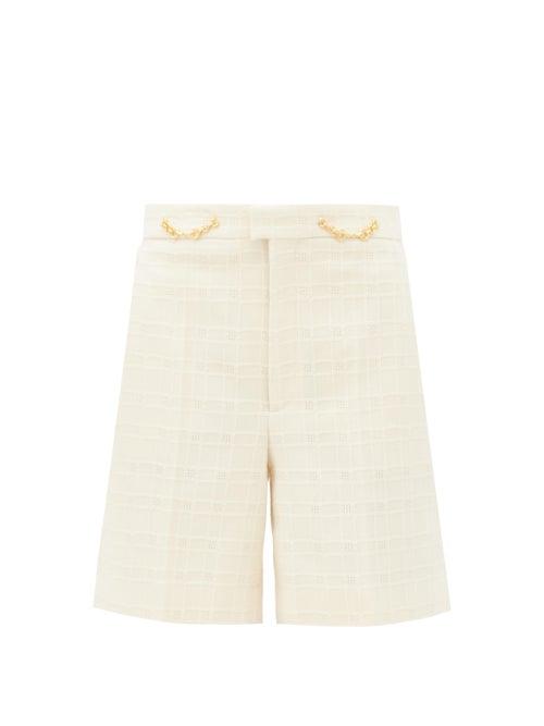 Matchesfashion.com Gucci - Horsebit-embellished Cotton-blend Tweed Shorts - Womens - Ivory