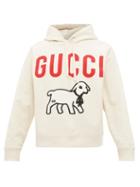 Matchesfashion.com Gucci - Lamb And Logo Print Cotton Hooded Sweatshirt - Mens - Cream