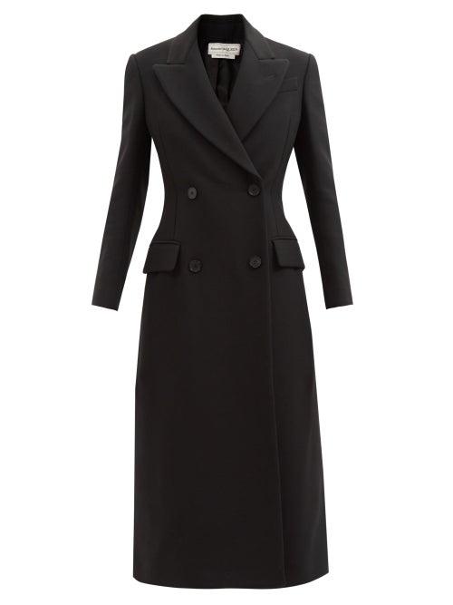 Alexander Mcqueen - Lace-up Double-breasted Wool-blend Coat - Womens - Black