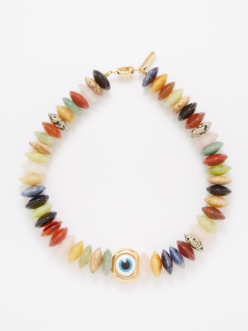 Timeless Pearly - Evil Eye Jasper & Gold-plated Choker - Womens - Multi