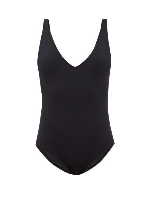 Matchesfashion.com Totme - Deep V-neck Recycled-fibre Swimsuit - Womens - Black