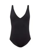 Matchesfashion.com Totme - Deep V-neck Recycled-fibre Swimsuit - Womens - Black