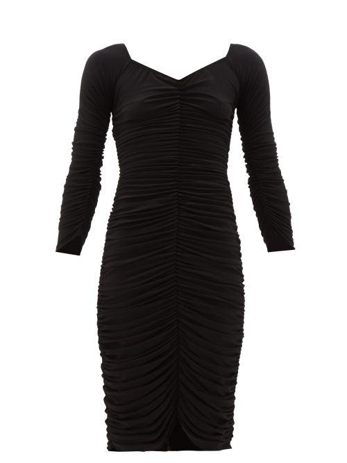 Matchesfashion.com Norma Kamali - Off-the-shoulder Gathered Jersey Midi Dress - Womens - Black