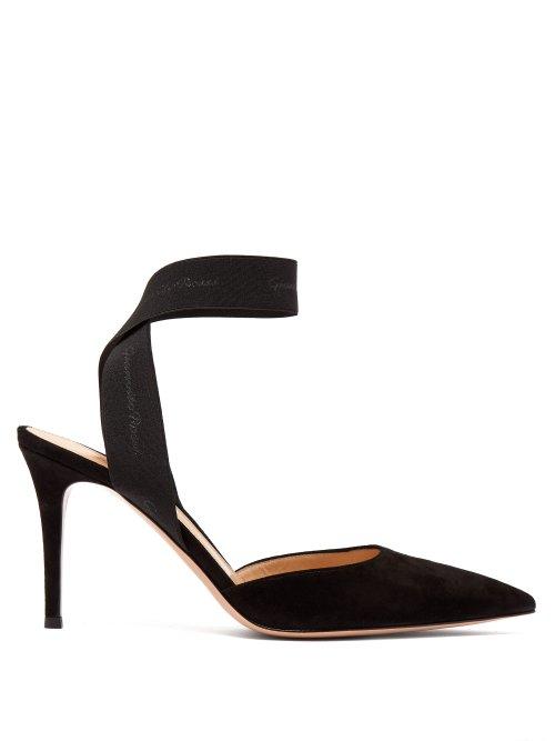 Matchesfashion.com Gianvito Rossi - Rhia 85 Point Toe Suede Pumps - Womens - Black
