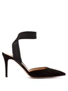 Matchesfashion.com Gianvito Rossi - Rhia 85 Point Toe Suede Pumps - Womens - Black