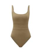 Matchesfashion.com Eres - Asia Panelled-front Swimsuit - Womens - Khaki