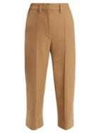 Mm6 By Maison Margiela Mid-rise Brushed Wool-blend Cropped Trousers