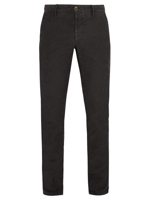 Matchesfashion.com Incotex - Slim Fit Cotton Blend Chino Trousers - Mens - Grey