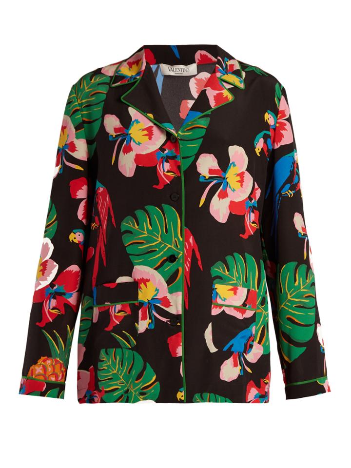 Valentino Tropical Dream-print Silk Crepe De Chine Shirt