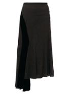 Matchesfashion.com Loewe - Velvet Panel Asymmetric Crinkled Skirt - Womens - Black