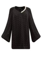 Matchesfashion.com Simone Rocha - Pearl-embellished Pointelle Organic-cotton Sweater - Womens - Black