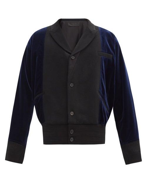 Matchesfashion.com Haider Ackermann - Peak-lapel Velvet Bomber Jacket - Mens - Black Blue