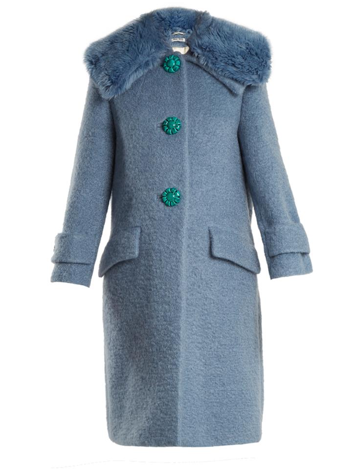 Miu Miu Faux-shearling Trimmed Mohair-blend Boucl Coat