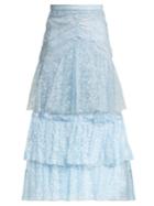Rodarte Tiered Ruffled Lace Midi Skirt
