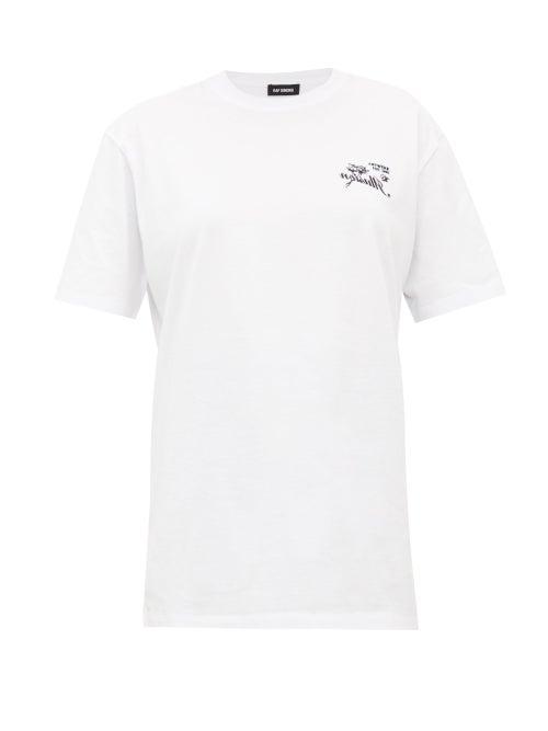 Matchesfashion.com Raf Simons - Illusion-embroidered Cotton-jersey T-shirt - Womens - White Multi