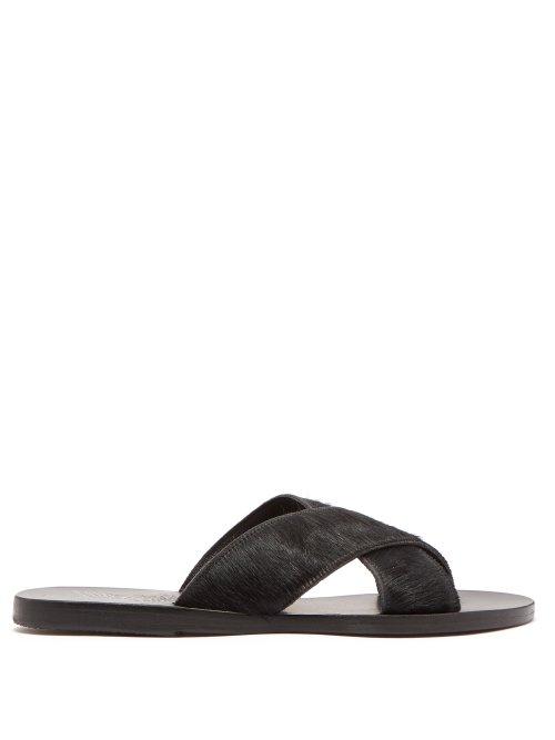 Matchesfashion.com Ancient Greek Sandals - Thais Calf Hair Sandals - Womens - Black