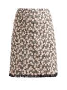 Matchesfashion.com Giambattista Valli - Floral Appliqu Tweed Skirt - Womens - Black Pink