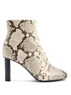 Joseph Snake-skin Effect Ruched Leather Ankle Boots