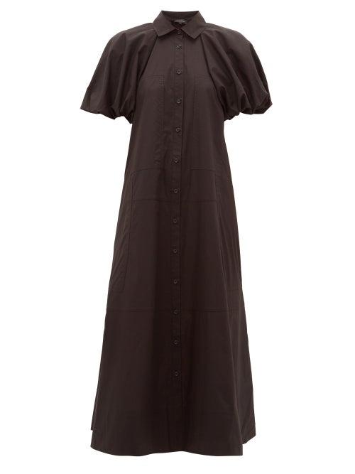Matchesfashion.com Lee Mathews - Elsie Puff Sleeve Cotton Shirtdress - Womens - Black