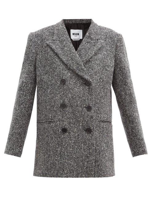 Matchesfashion.com Msgm - Double-breasted Wool-tweed Jacket - Womens - Grey