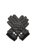 Matchesfashion.com Dents - Saltford Quilted Wool-lined Leather Gloves - Mens - Black