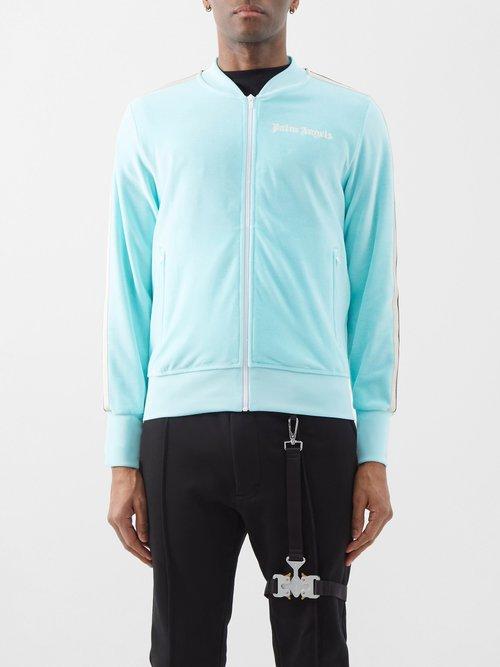 Palm Angels - Logo-embroidered Chenille Track Jacket - Mens - Light Blue