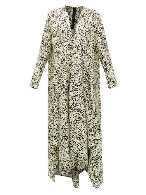 Matchesfashion.com Petar Petrov - Alex Abstract Dot-print Silk-twill Dress - Womens - Ivory Multi