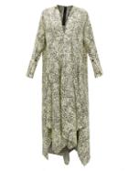 Matchesfashion.com Petar Petrov - Alex Abstract Dot-print Silk-twill Dress - Womens - Ivory Multi