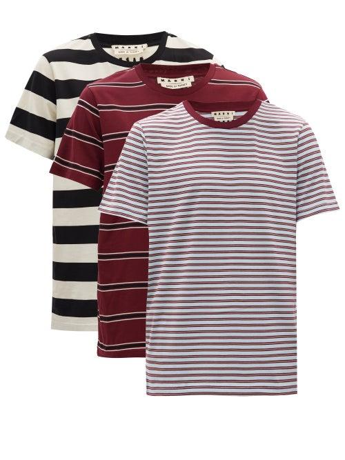 Matchesfashion.com Marni - Pack Of Three Striped Cotton-jersey T-shirts - Mens - Multi