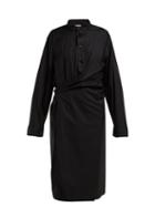 Matchesfashion.com Lemaire - Stand Collar Cotton Wrap Dress - Womens - Black