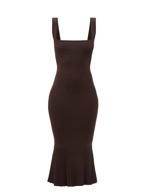Ladies Rtw Galvan - Atlanta Square-neck Knitted Dress - Womens - Dark Brown