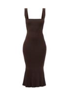 Ladies Rtw Galvan - Atlanta Square-neck Knitted Dress - Womens - Dark Brown
