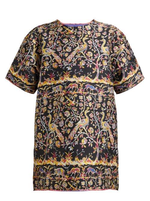 Matchesfashion.com Marques'almeida - Animal Brocade T Shirt Dress - Womens - Black Multi
