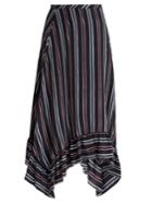 See By Chloé Bias-cut Striped Silk Midi Skirt