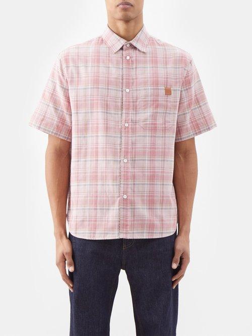 Loewe - Check Double-faced Muslin Shirt - Mens - Pink Brown