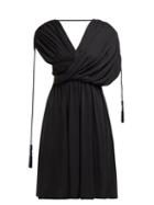 Matchesfashion.com Lanvin - Draped Tassel Trim Crepe Dress - Womens - Black
