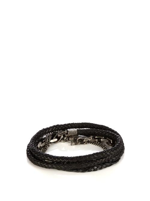 Title Of Work Sterling-silver And Leather Wrap Bracelet