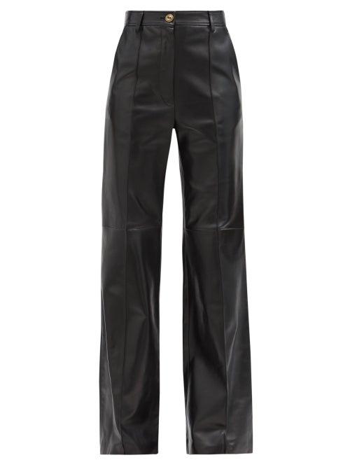 Matchesfashion.com Gucci - Flared Leather Trousers - Womens - Black
