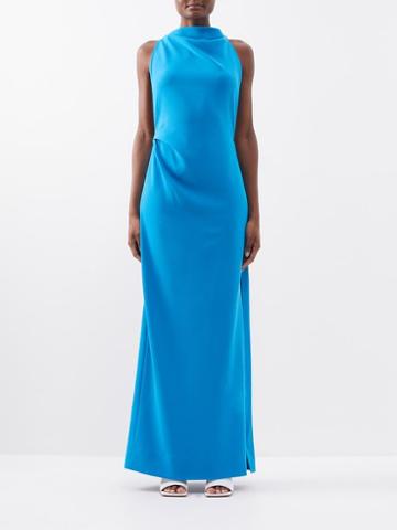 Proenza Schouler - Backless Cowl-neck Crepe Gown - Womens - Turquoise