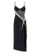 David Koma - Crystal-embellished Side-slit Dress - Womens - Black