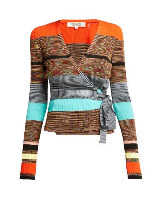 Matchesfashion.com Diane Von Furstenberg - Striped Knitted Wrap Cardigan - Womens - Multi