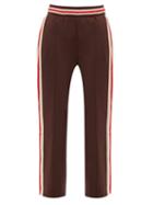 Matchesfashion.com Wales Bonner - Palms Crochet-striped Cotton-jersey Track Pants - Womens - Dark Brown