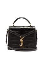 Matchesfashion.com Saint Laurent - Cassandra Crocodile-effect Leather Cross-body Bag - Womens - Black