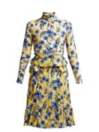 Matchesfashion.com Balenciaga - Floral Print Stretch Jersey And Silk Crepe Dress - Womens - Yellow Print