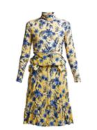 Matchesfashion.com Balenciaga - Floral Print Stretch Jersey And Silk Crepe Dress - Womens - Yellow Print